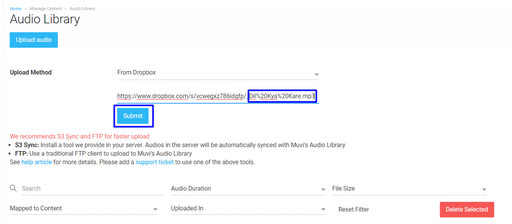 uploading mp3 files